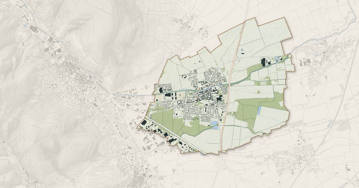 Portrait cartographique de Issenheim : relief, eau, forêts, bâti et voies, calculés à partir des données de l'IGN