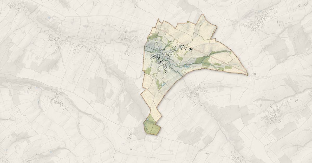 Portrait cartographique de Jettingen : relief, eau, forêts, bâti et voies, calculés à partir des données de l'IGN