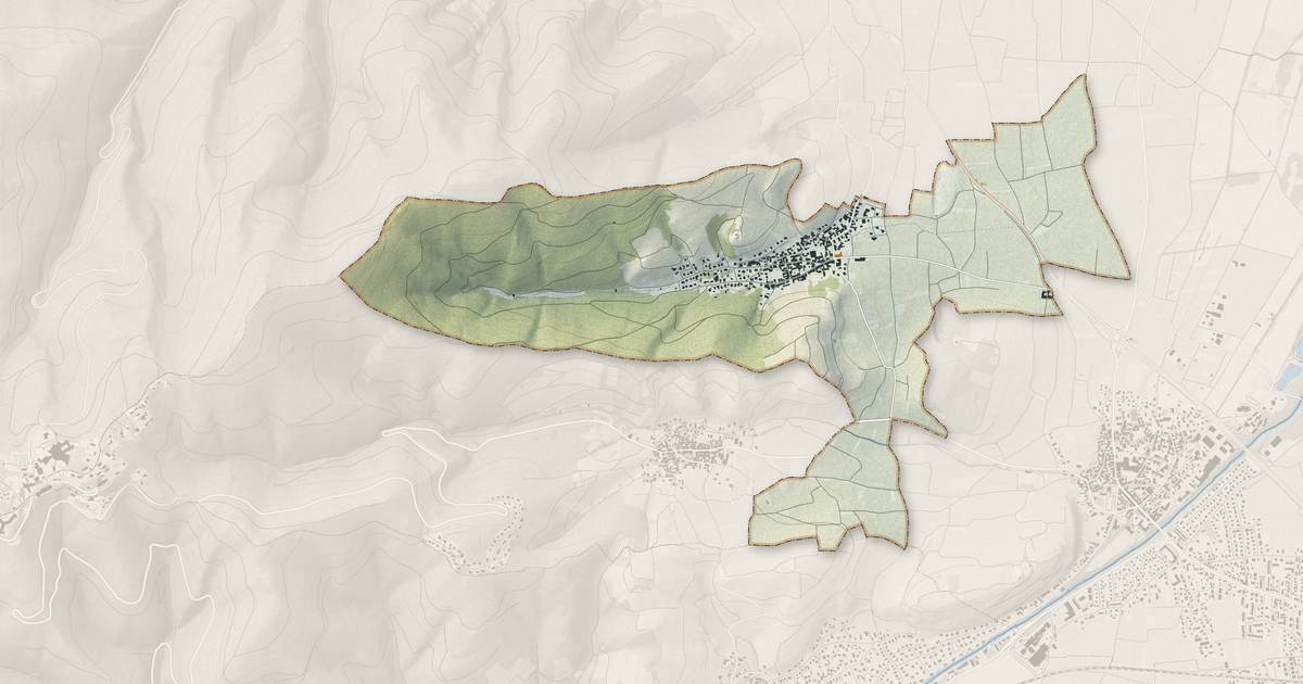 Portrait cartographique de Katzenthal : relief, eau, forêts, bâti et voies, calculés à partir des données de l'IGN
