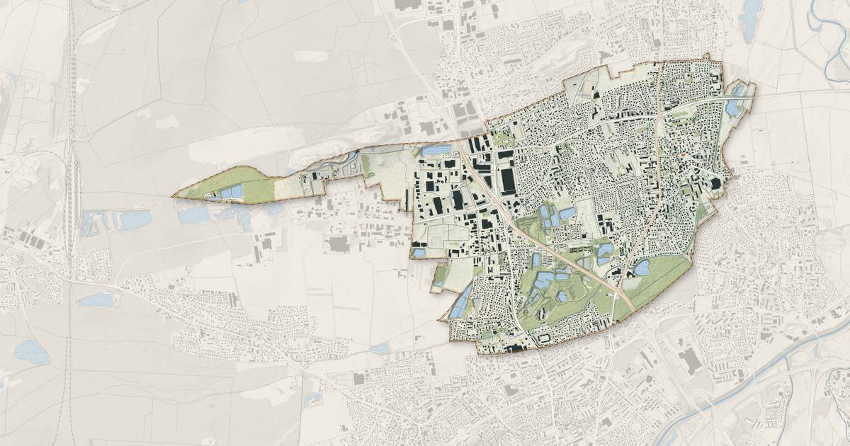 Portrait cartographique de Kingersheim : relief, eau, forêts, bâti et voies, calculés à partir des données de l'IGN