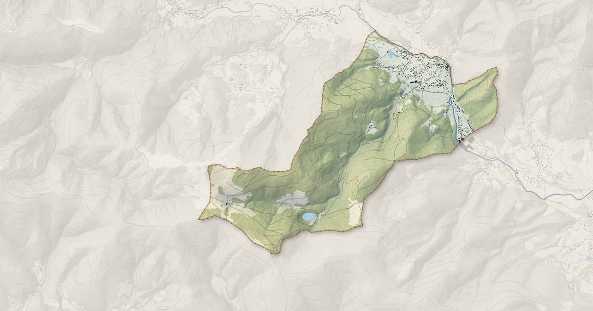 Portrait cartographique de Kirchberg : relief, eau, forêts, bâti et voies, calculés à partir des données de l'IGN