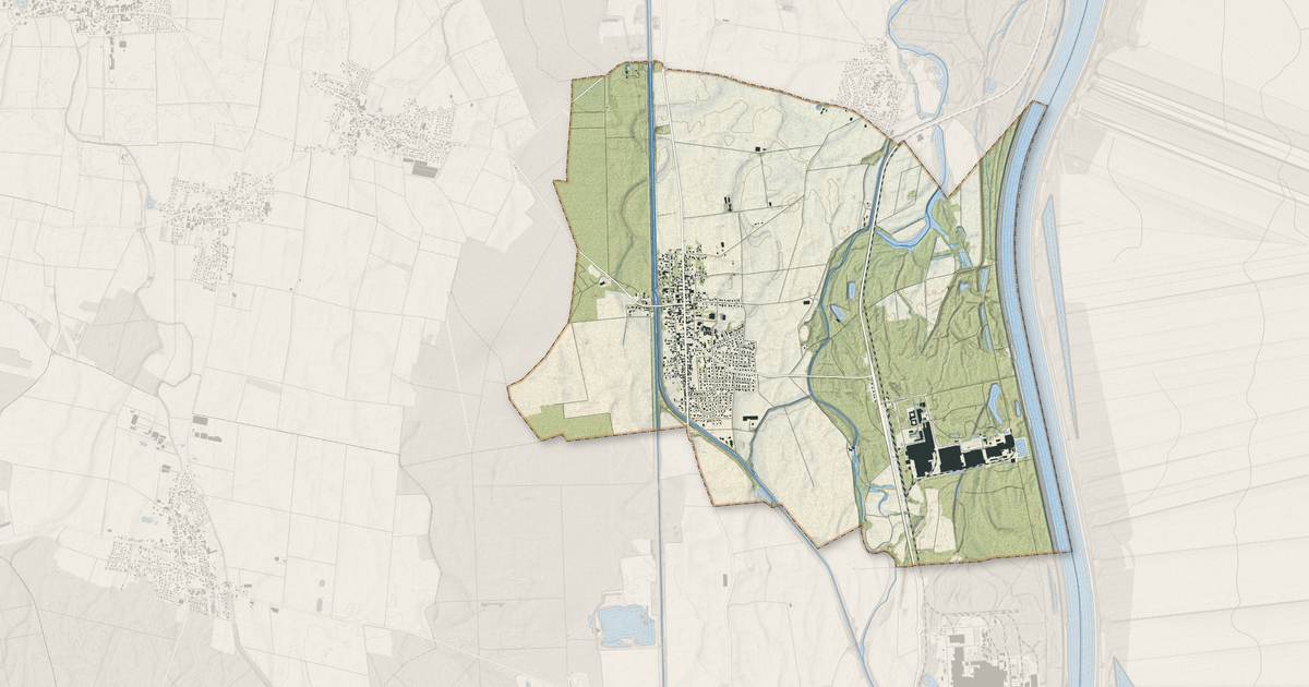 Portrait cartographique de Kunheim : relief, eau, forêts, bâti et voies, calculés à partir des données de l'IGN