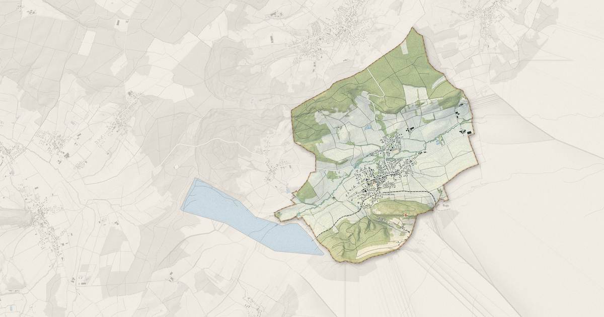 Portrait cartographique de Leymen : relief, eau, forêts, bâti et voies, calculés à partir des données de l'IGN