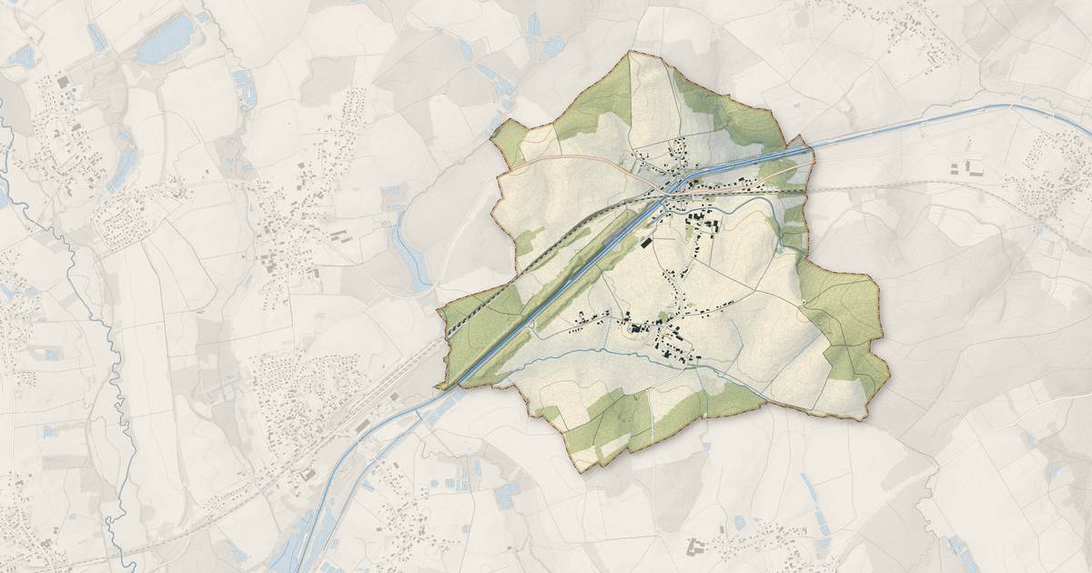Portrait cartographique de Valdieu-Lutran : relief, eau, forêts, bâti et voies, calculés à partir des données de l'IGN