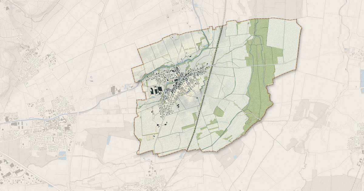 Portrait cartographique de Merxheim : relief, eau, forêts, bâti et voies, calculés à partir des données de l'IGN