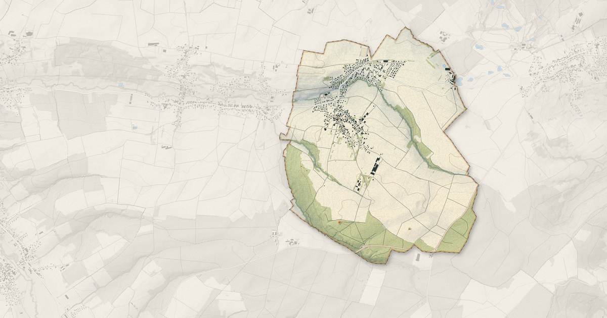 Portrait cartographique de Muespach-le-Haut : relief, eau, forêts, bâti et voies, calculés à partir des données de l'IGN