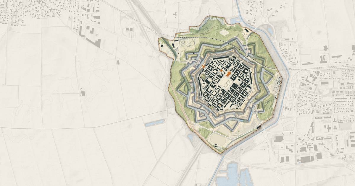 Portrait cartographique de Neuf-Brisach : relief, eau, forêts, bâti et voies, calculés à partir des données de l'IGN