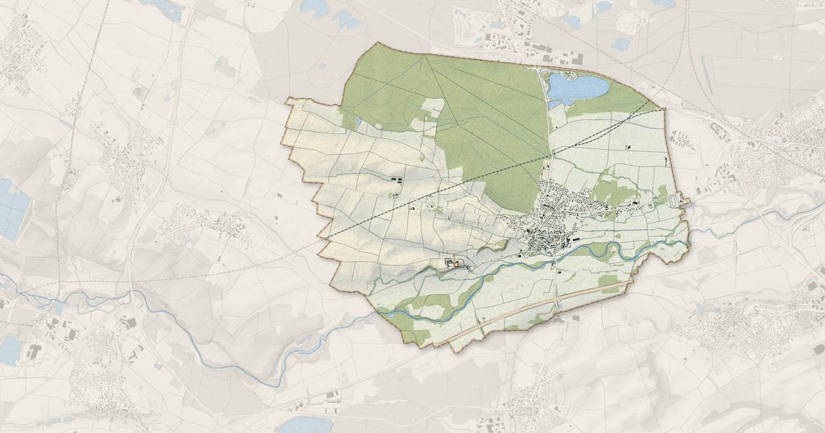 Portrait cartographique de Reiningue : relief, eau, forêts, bâti et voies, calculés à partir des données de l'IGN