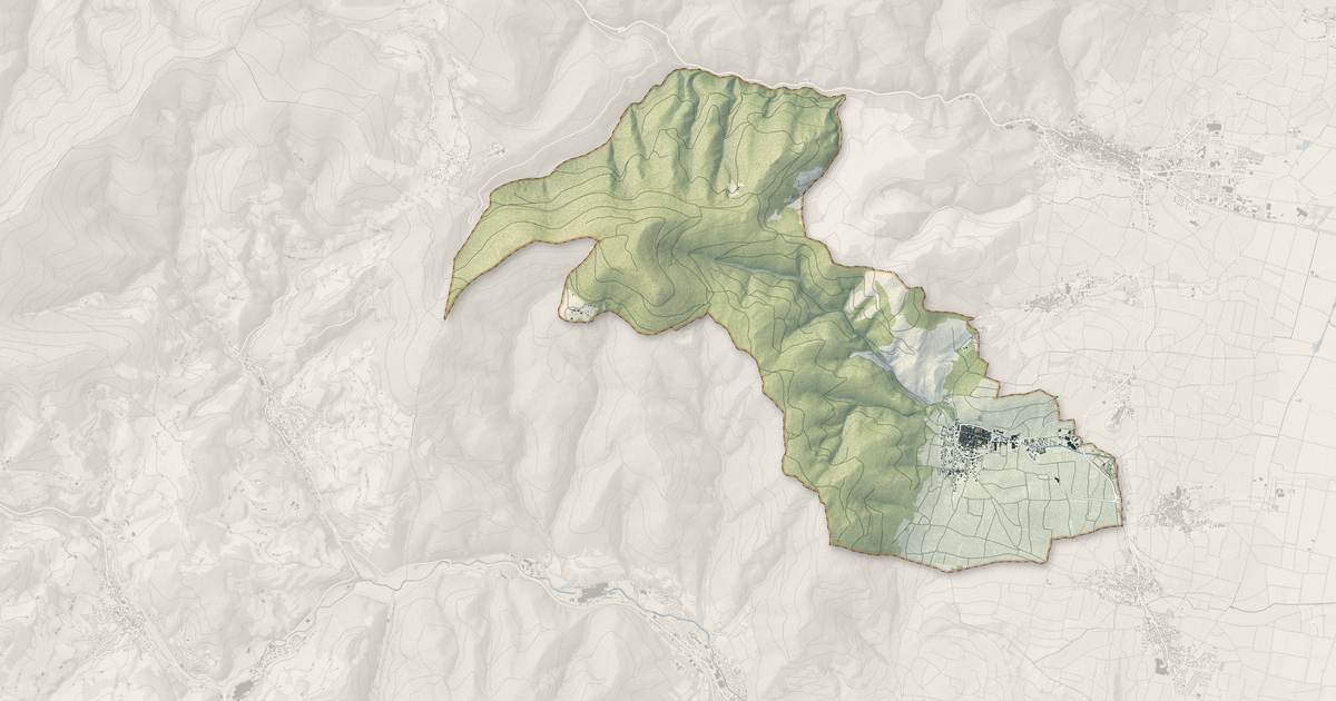 Portrait cartographique de Riquewihr : relief, eau, forêts, bâti et voies, calculés à partir des données de l'IGN