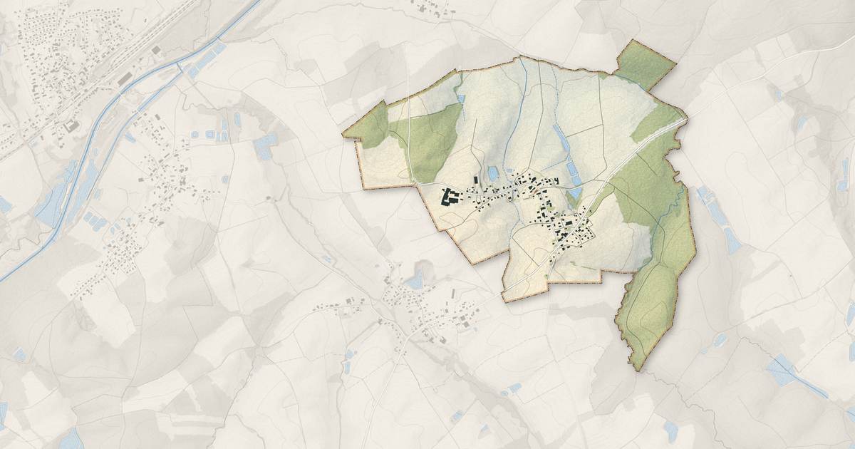 Portrait cartographique de Romagny : relief, eau, forêts, bâti et voies, calculés à partir des données de l'IGN