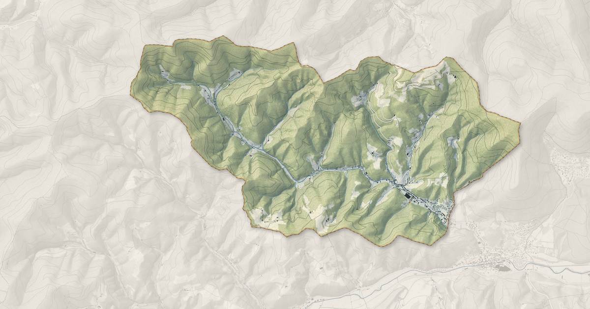 Portrait cartographique de Rombach-le-Franc : relief, eau, forêts, bâti et voies, calculés à partir des données de l'IGN