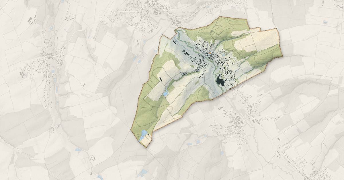 Portrait cartographique de Roppentzwiller : relief, eau, forêts, bâti et voies, calculés à partir des données de l'IGN