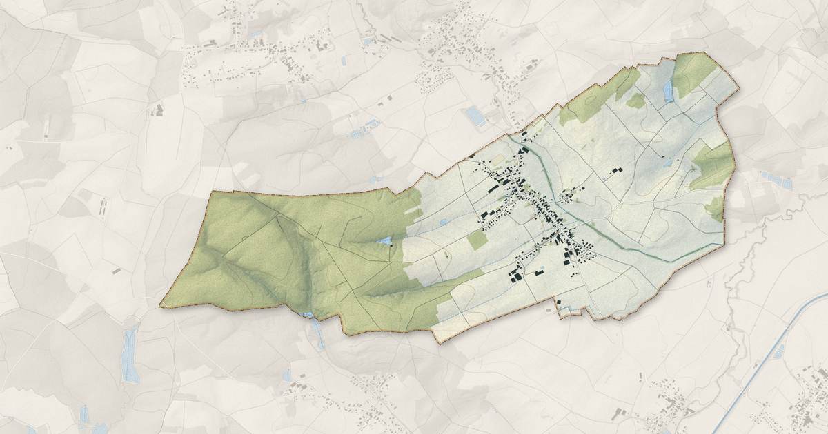 Portrait cartographique de Traubach-le-Bas : relief, eau, forêts, bâti et voies, calculés à partir des données de l'IGN