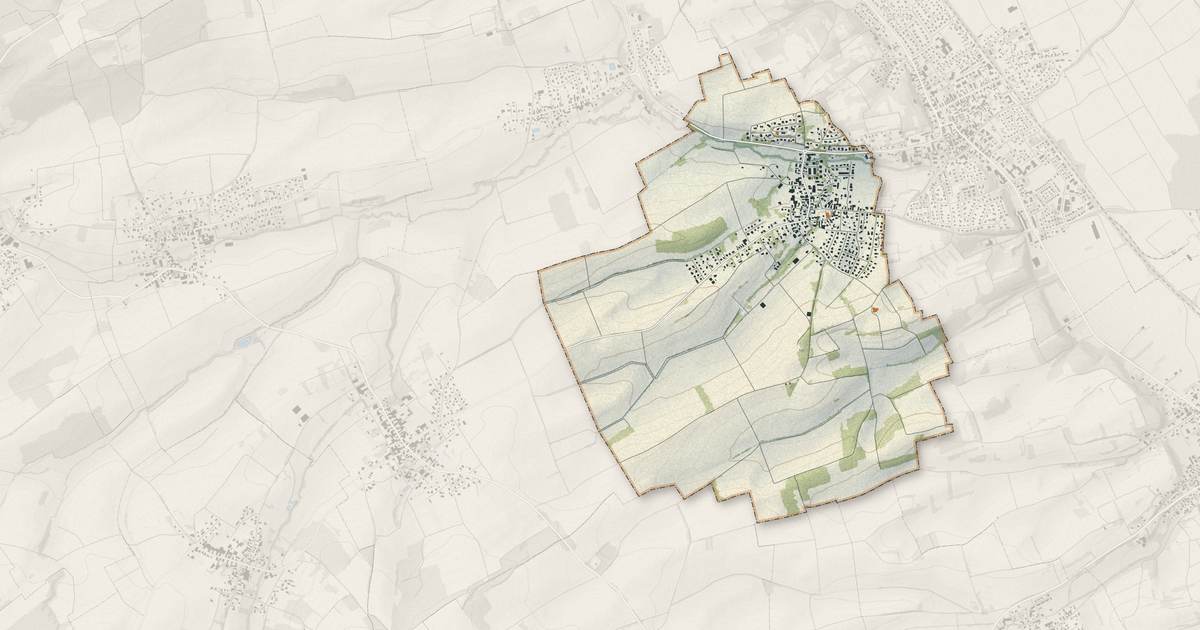 Portrait cartographique de Uffheim : relief, eau, forêts, bâti et voies, calculés à partir des données de l'IGN