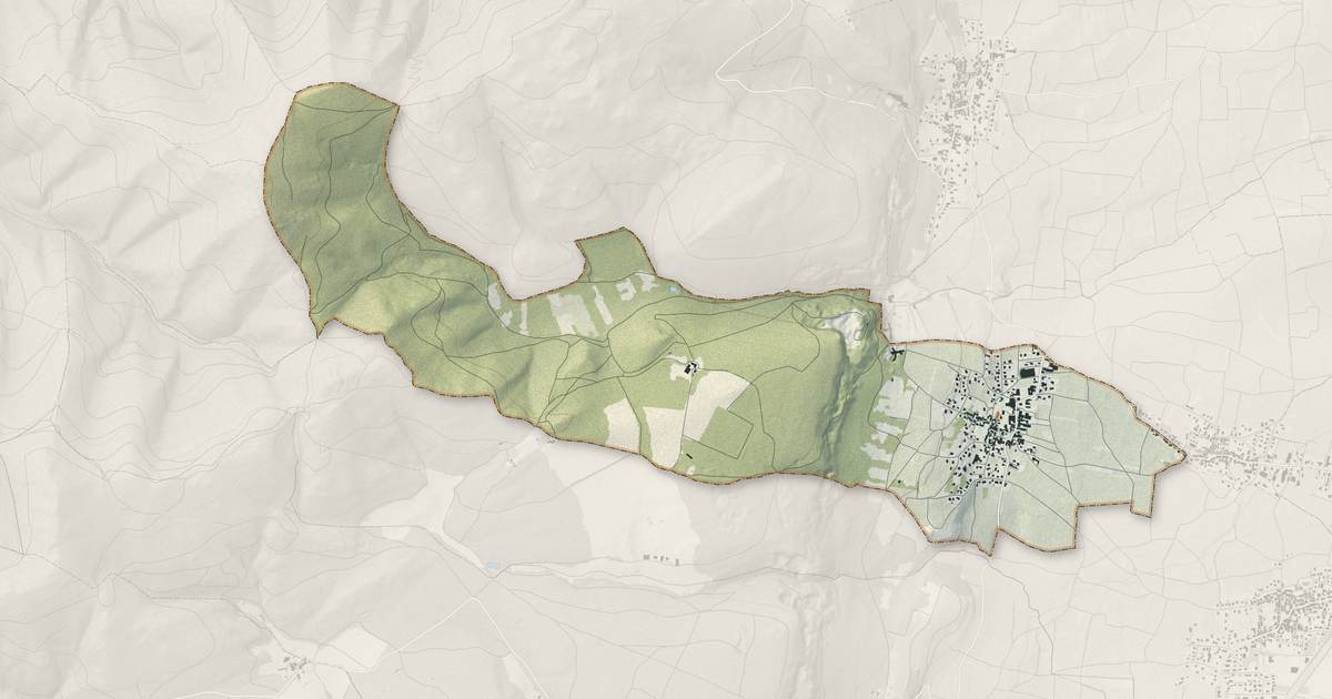 Portrait cartographique de Vœgtlinshoffen : relief, eau, forêts, bâti et voies, calculés à partir des données de l'IGN