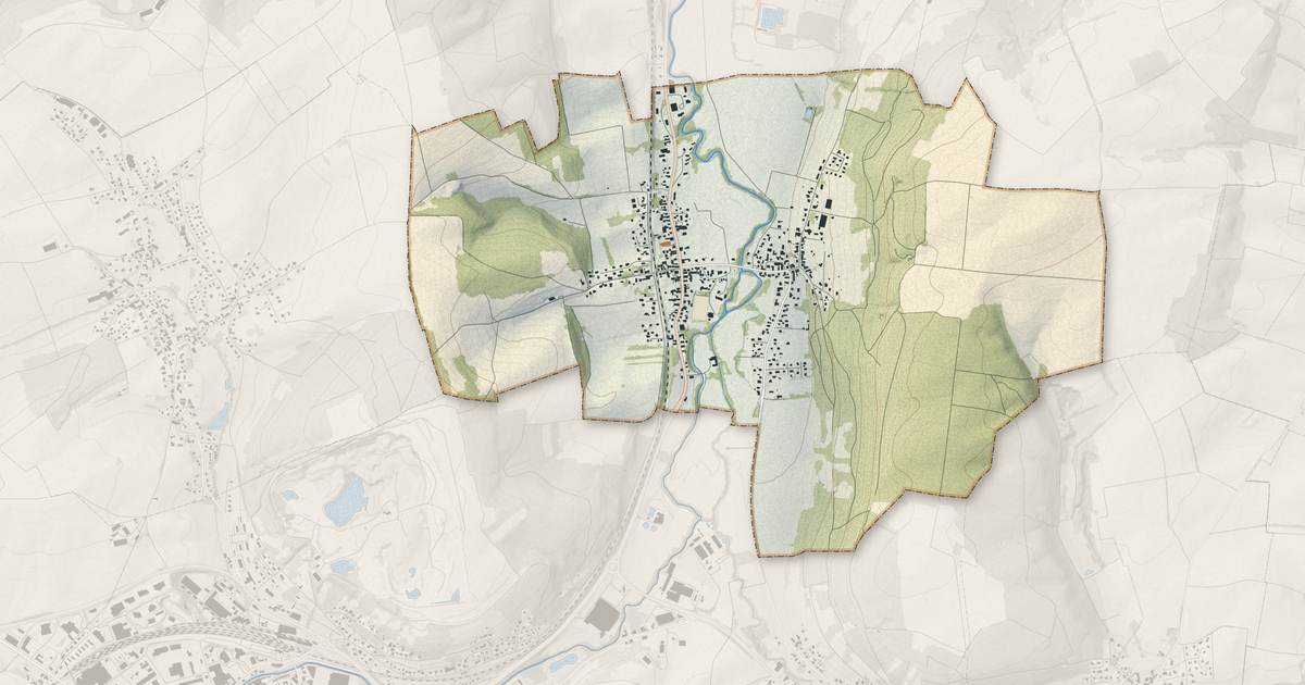 Portrait cartographique de Walheim : relief, eau, forêts, bâti et voies, calculés à partir des données de l'IGN