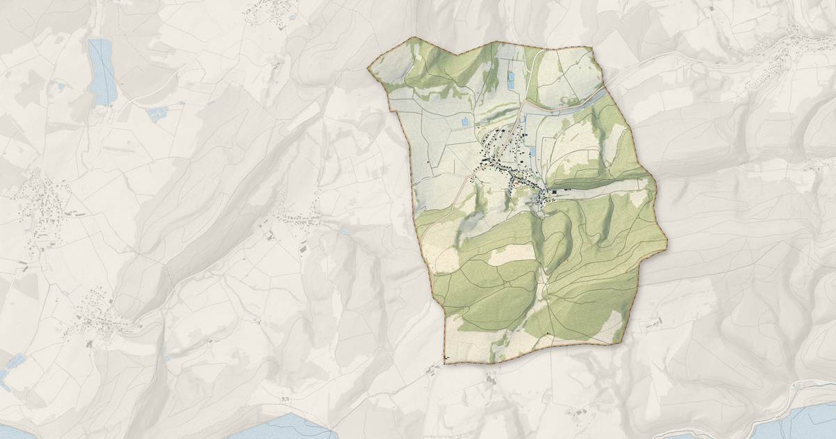 Portrait cartographique de Winkel : relief, eau, forêts, bâti et voies, calculés à partir des données de l'IGN