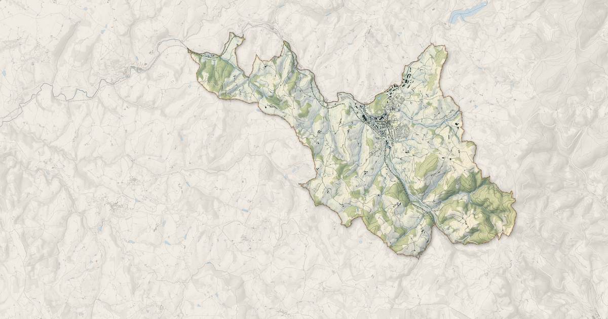 Portrait cartographique de Amplepuis : relief, eau, forêts, bâti et voies, calculés à partir des données de l'IGN