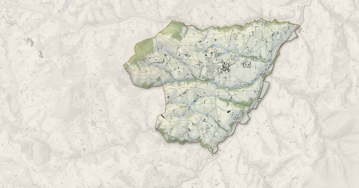 Portrait cartographique de Bessenay : relief, eau, forêts, bâti et voies, calculés à partir des données de l'IGN
