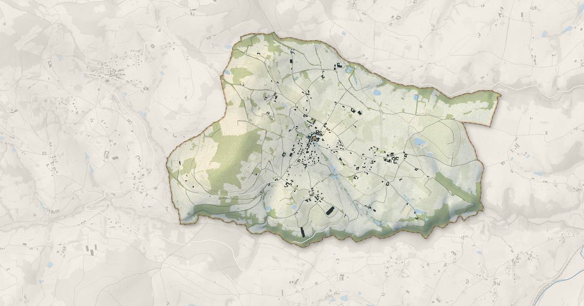 Portrait cartographique de Bibost : relief, eau, forêts, bâti et voies, calculés à partir des données de l'IGN