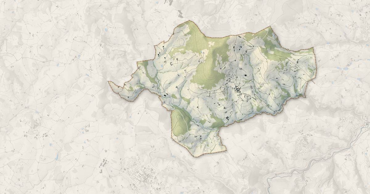 Portrait cartographique de Brullioles : relief, eau, forêts, bâti et voies, calculés à partir des données de l'IGN