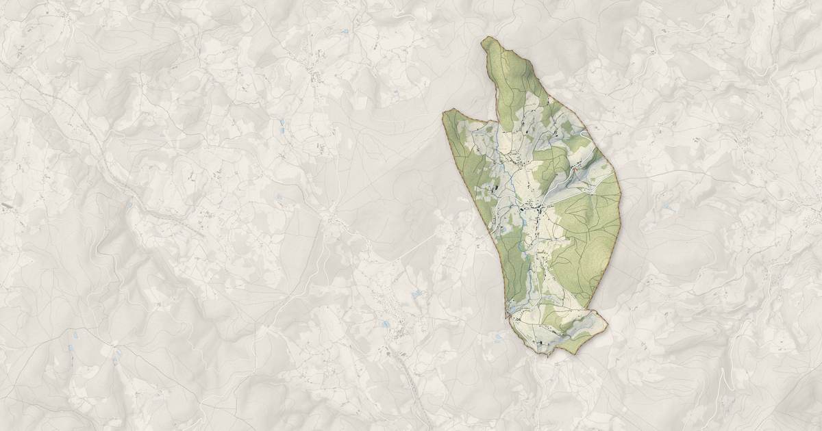 Portrait cartographique de Chénelette : relief, eau, forêts, bâti et voies, calculés à partir des données de l'IGN