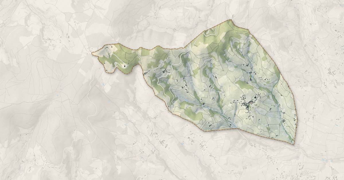 Portrait cartographique de Chiroubles : relief, eau, forêts, bâti et voies, calculés à partir des données de l'IGN
