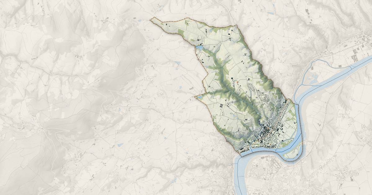 Portrait cartographique de Condrieu : relief, eau, forêts, bâti et voies, calculés à partir des données de l'IGN