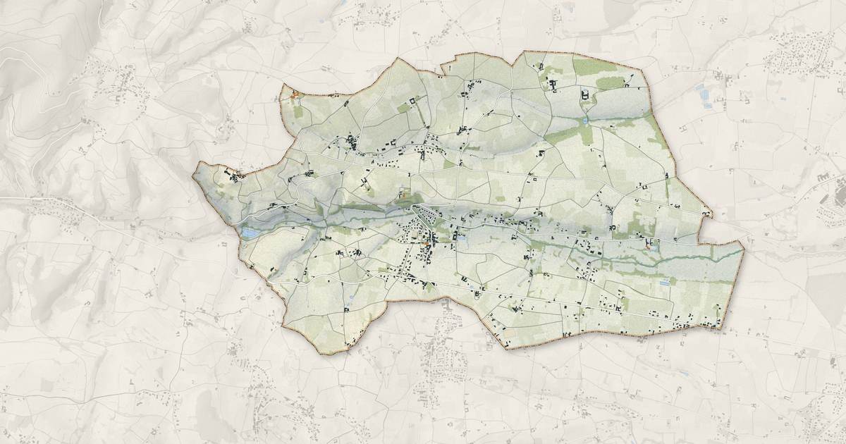 Portrait cartographique de Denicé : relief, eau, forêts, bâti et voies, calculés à partir des données de l'IGN