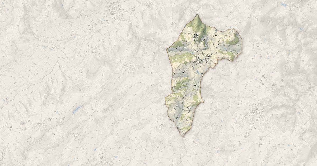 Portrait cartographique de Duerne : relief, eau, forêts, bâti et voies, calculés à partir des données de l'IGN