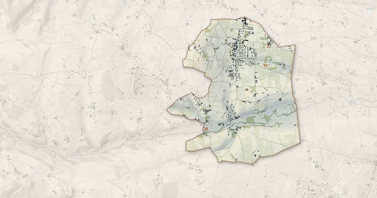 Portrait cartographique de Lacenas : relief, eau, forêts, bâti et voies, calculés à partir des données de l'IGN