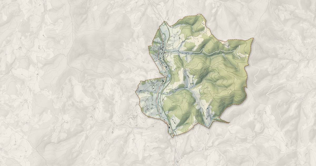Portrait cartographique de Lamure-sur-Azergues : relief, eau, forêts, bâti et voies, calculés à partir des données de l'IGN