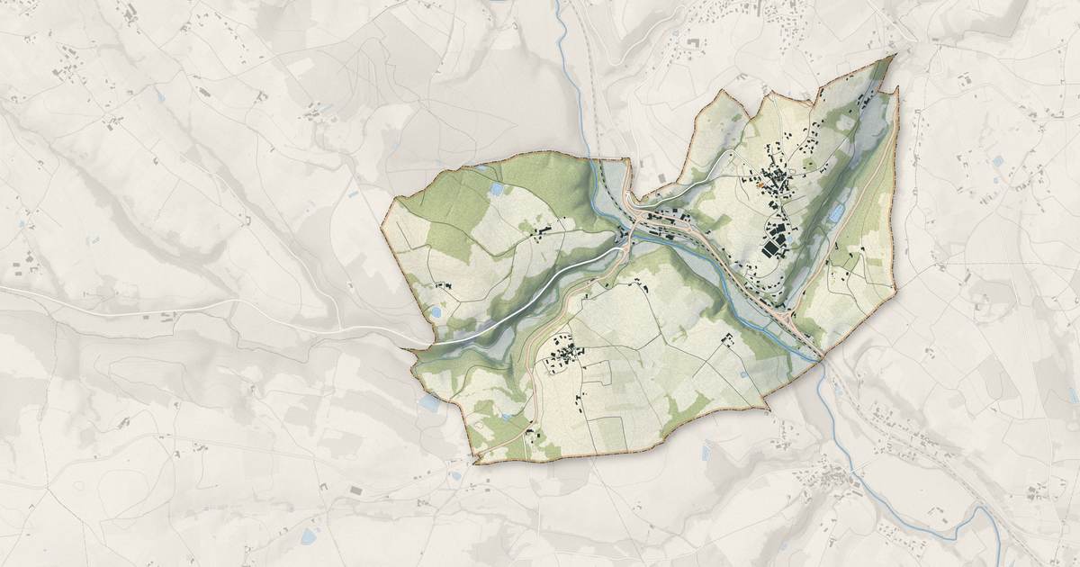 Portrait cartographique de Légny : relief, eau, forêts, bâti et voies, calculés à partir des données de l'IGN