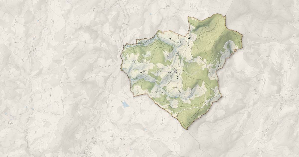 Portrait cartographique de Meaux-la-Montagne : relief, eau, forêts, bâti et voies, calculés à partir des données de l'IGN