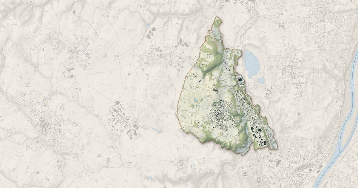 Portrait cartographique de Montagny : relief, eau, forêts, bâti et voies, calculés à partir des données de l'IGN