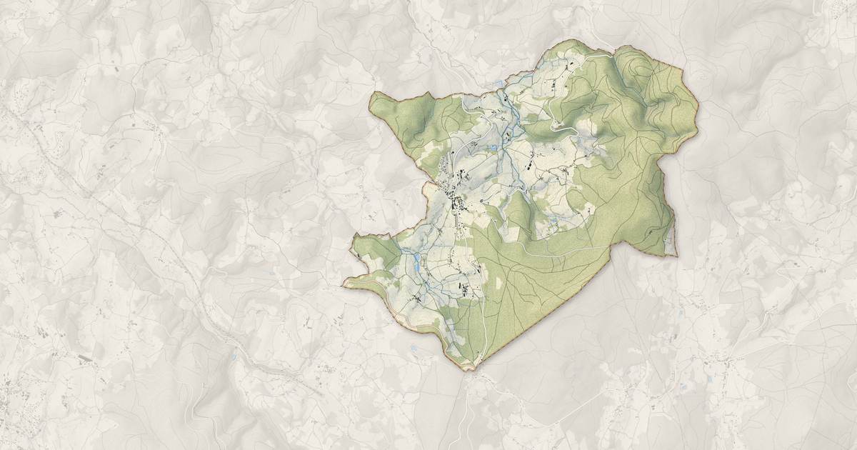 Portrait cartographique de Propières : relief, eau, forêts, bâti et voies, calculés à partir des données de l'IGN