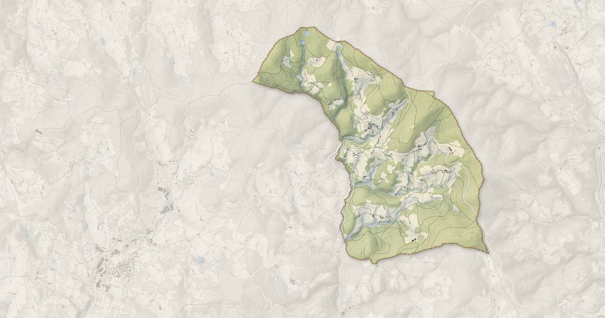 Portrait cartographique de Ranchal : relief, eau, forêts, bâti et voies, calculés à partir des données de l'IGN
