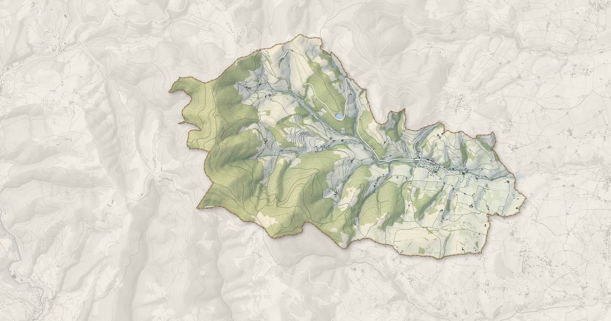 Portrait cartographique de Rivolet : relief, eau, forêts, bâti et voies, calculés à partir des données de l'IGN