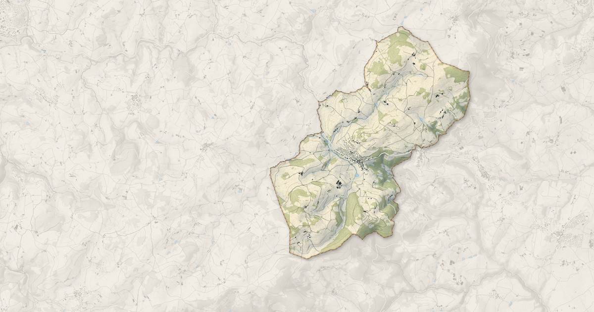 Portrait cartographique de Sainte-Catherine : relief, eau, forêts, bâti et voies, calculés à partir des données de l'IGN