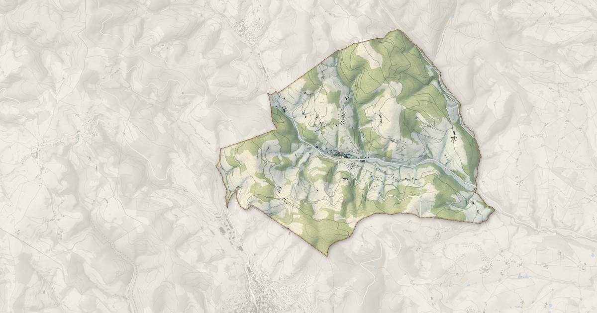 Portrait cartographique de Saint-Clément-sur-Valsonne : relief, eau, forêts, bâti et voies, calculés à partir des données de l'IGN