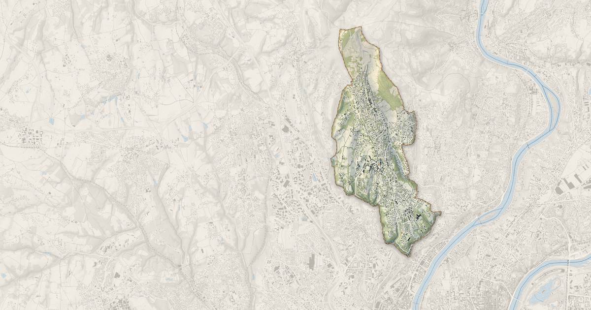 Portrait cartographique de Saint-Didier-au-Mont-d'Or : relief, eau, forêts, bâti et voies, calculés à partir des données de l'IGN