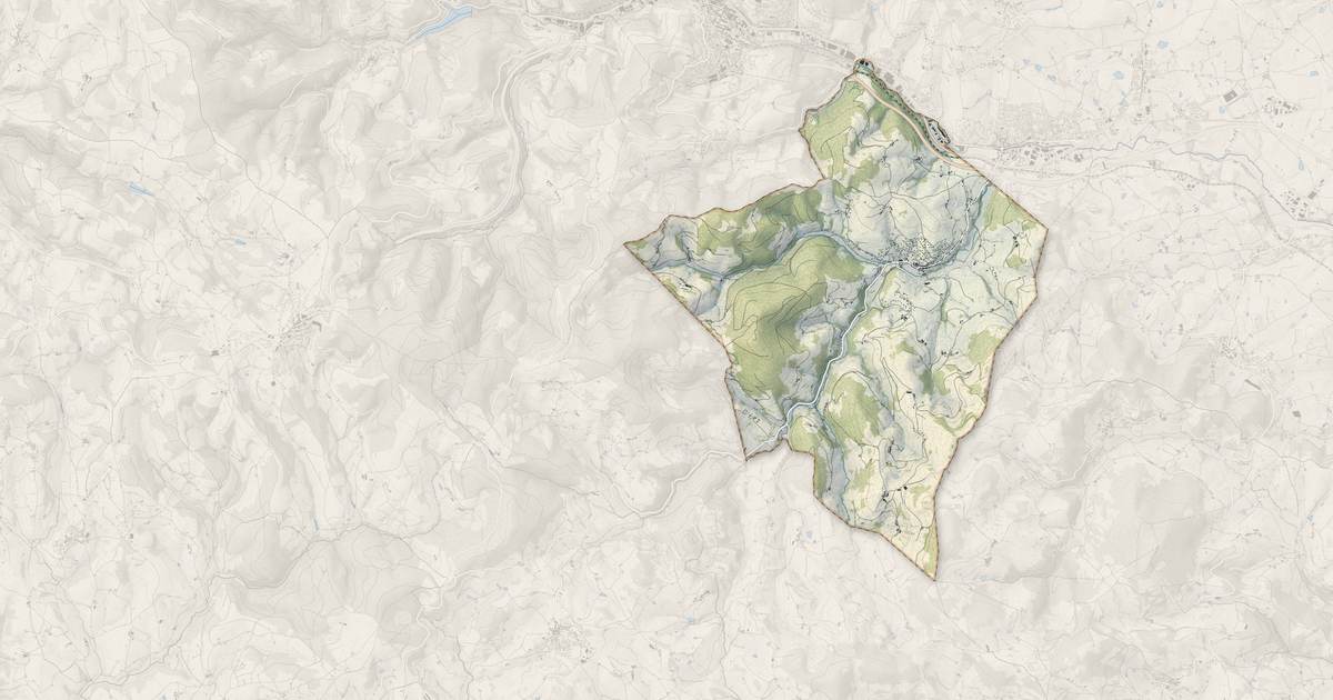 Portrait cartographique de Saint-Forgeux : relief, eau, forêts, bâti et voies, calculés à partir des données de l'IGN