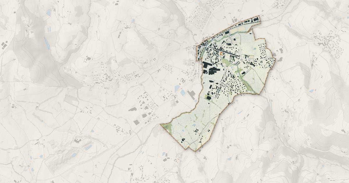 Portrait cartographique de Sainte-Foy-l'Argentière : relief, eau, forêts, bâti et voies, calculés à partir des données de l'IGN