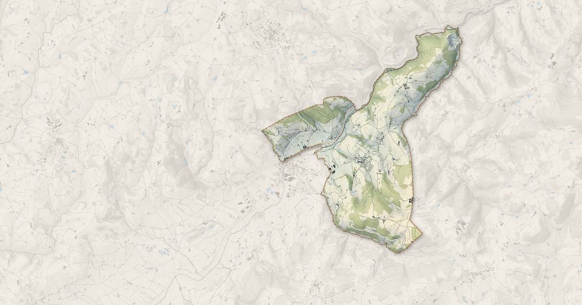 Portrait cartographique de Saint-Genis-l'Argentière : relief, eau, forêts, bâti et voies, calculés à partir des données de l'IGN