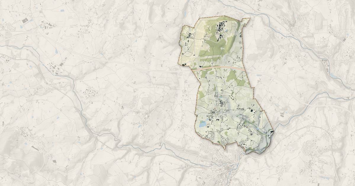 Portrait cartographique de Saint-Germain-Nuelles : relief, eau, forêts, bâti et voies, calculés à partir des données de l'IGN