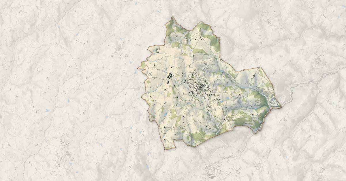 Portrait cartographique de Saint-Laurent-de-Chamousset : relief, eau, forêts, bâti et voies, calculés à partir des données de l'IGN