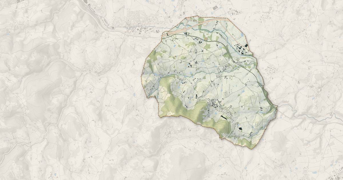 Portrait cartographique de Saint-Romain-de-Popey : relief, eau, forêts, bâti et voies, calculés à partir des données de l'IGN