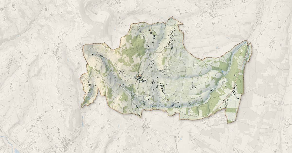 Portrait cartographique de Theizé : relief, eau, forêts, bâti et voies, calculés à partir des données de l'IGN