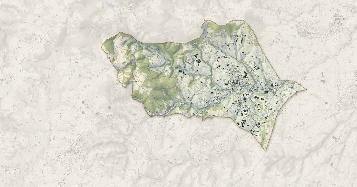Portrait cartographique de Thurins : relief, eau, forêts, bâti et voies, calculés à partir des données de l'IGN
