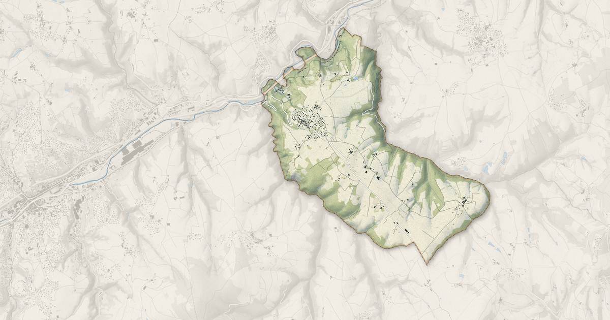 Portrait cartographique de Trèves : relief, eau, forêts, bâti et voies, calculés à partir des données de l'IGN